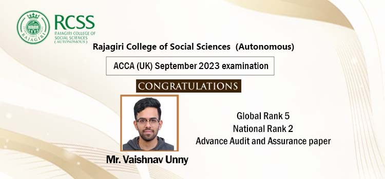 Congratulations to Mr. Vaishnav Unny